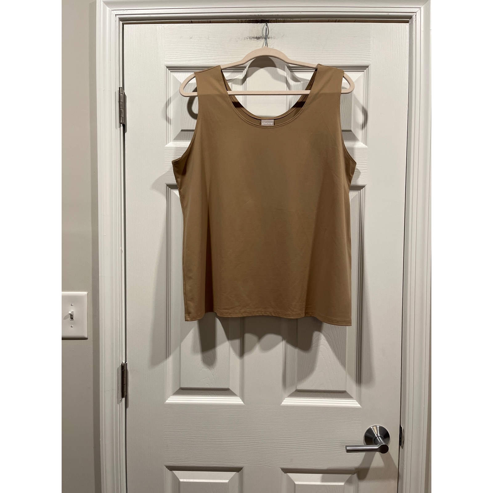 Chico's Tan Sleeveless Scoop Neck Tank Top Size 4 Xxl Nylon Spandex Tunic